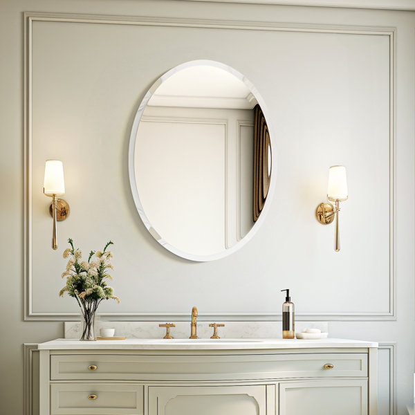 Latitude Run® Elegant Frameless Oval Wall Mirror Beveled Edge Bathroom Mirror & Reviews | Wayfair